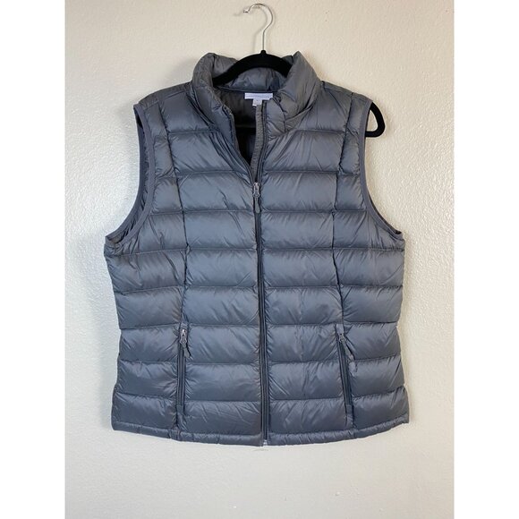 Charter Club Gray Puffer Vest XL Lightweight Nylon Down Insulated Sleeveless Wom - Picture 14 of 14